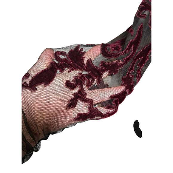 INC International Concepts Velvet Flocked Mesh Black Sweater Women's Large Goth - Picture 3 of 8